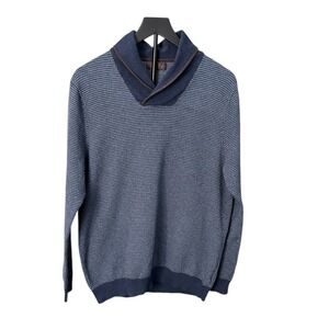 Tasso Elba Men's Navy Blue Shawl Collar Pullover Work Wear‎ Sweater Office Large